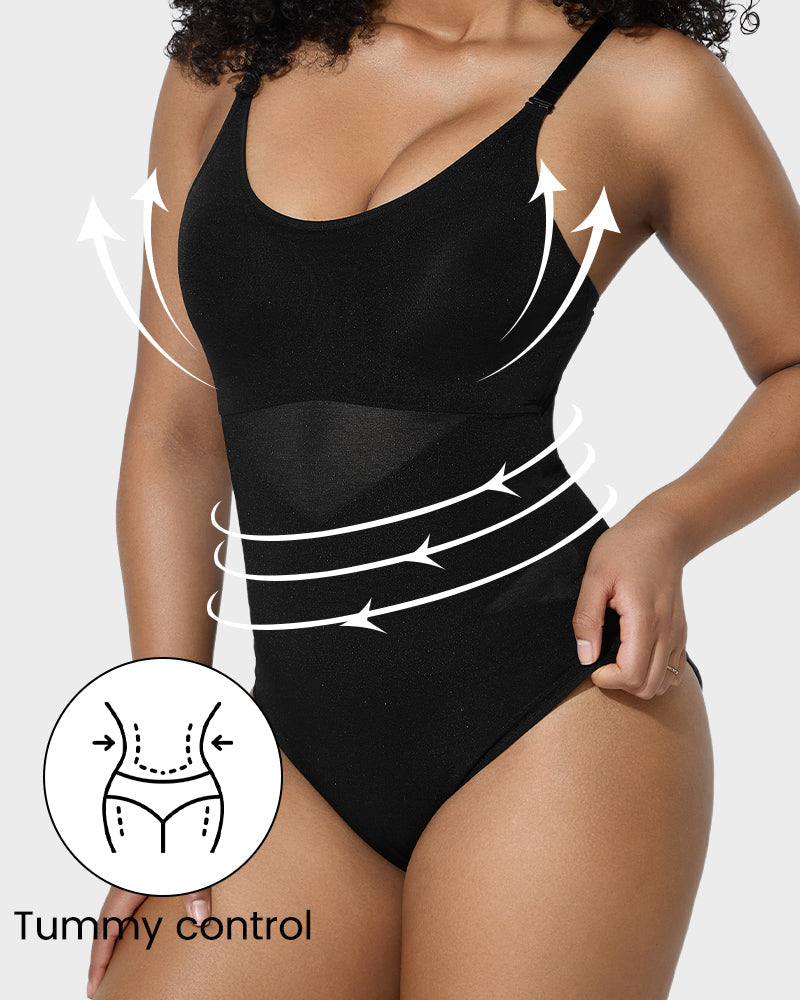 Criss-Cross Mesh Sculpting Bodysuit - FirmaSculpt