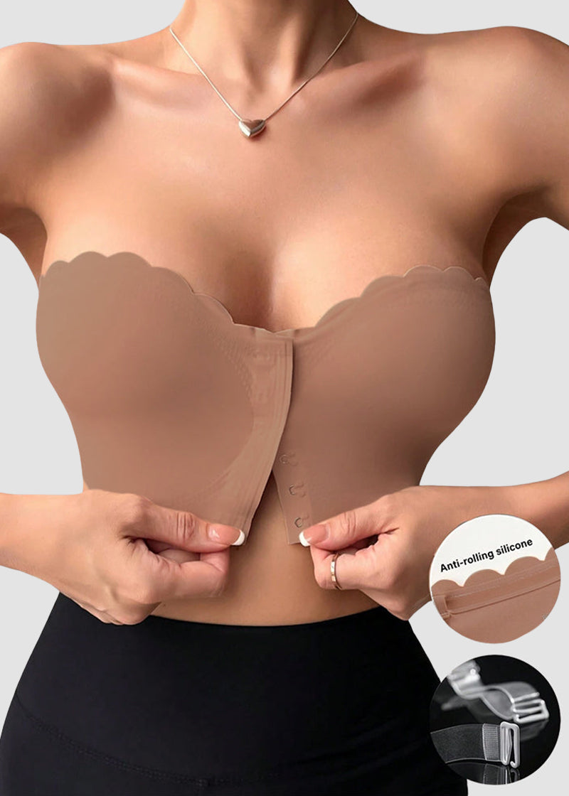 Strapless Front Closure Leopard Print Bra - FirmaHold