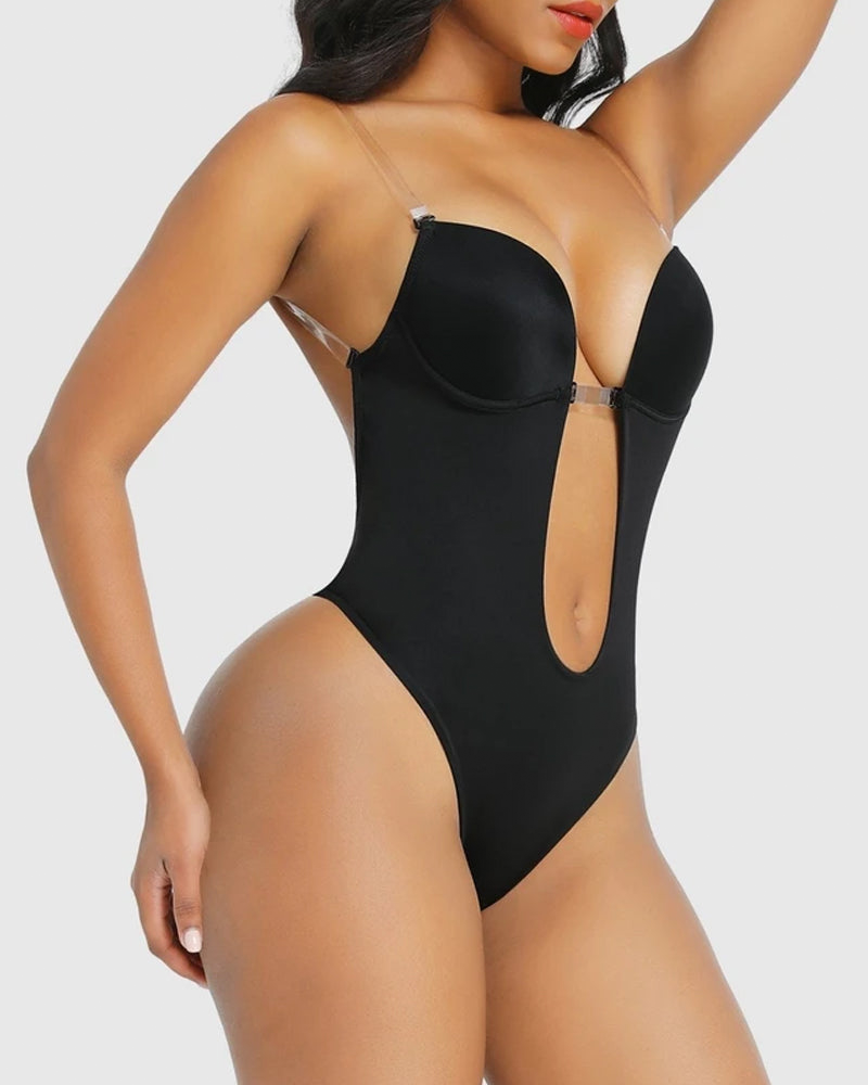 Strapless U-Plunge Thong Shaping Bodysuit - FirmaSculpt