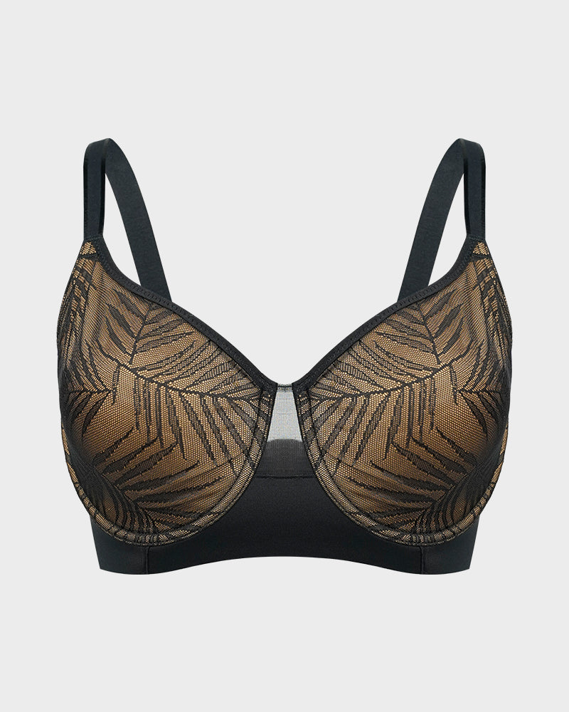 Leaf Lace Full Coverage Unlined Push-Up Bra - FirmaLace