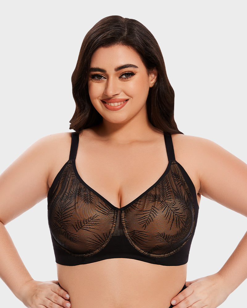 Leaf Lace Full Coverage Unlined Push-Up Bra - FirmaLace