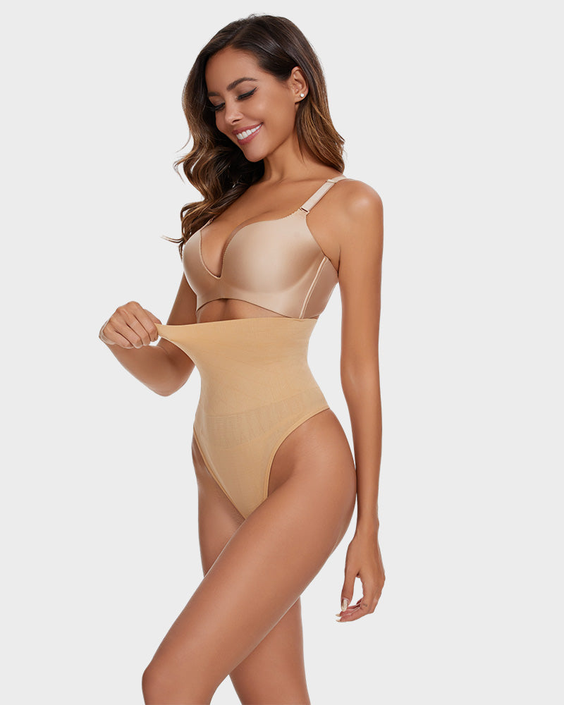 Seamless High-Waisted Shaper Thong Panty - FirmaSmooth