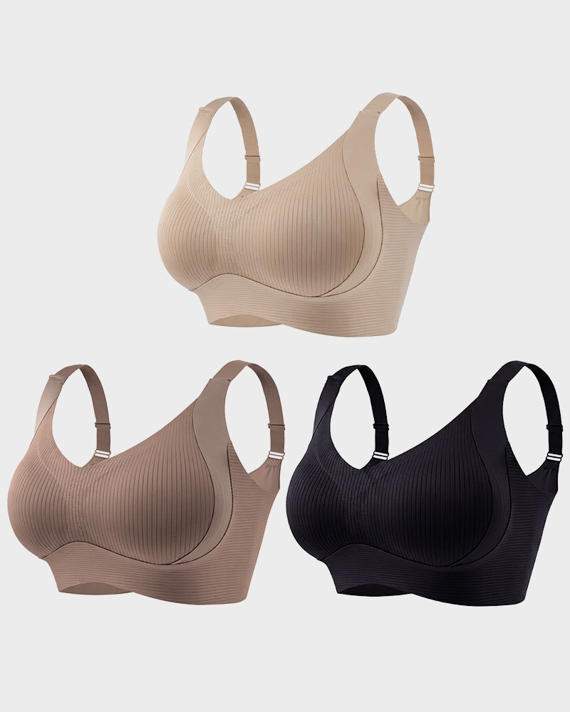Ribbed Wireless Everyday Lift Bra 3-Pack - FirmaSoft