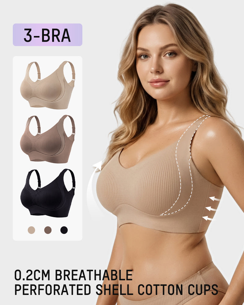 Ribbed Wireless Everyday Lift Bra 3-Pack - FirmaSoft