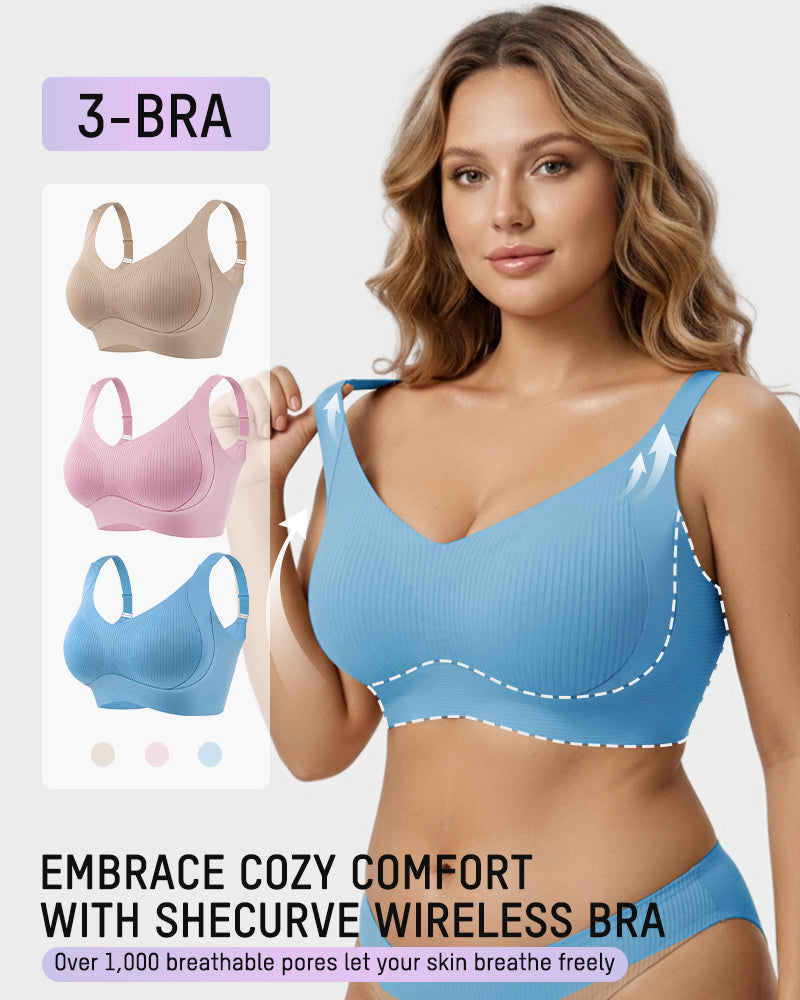 Ribbed Wireless Everyday Lift Bra 3-Pack - FirmaSoft