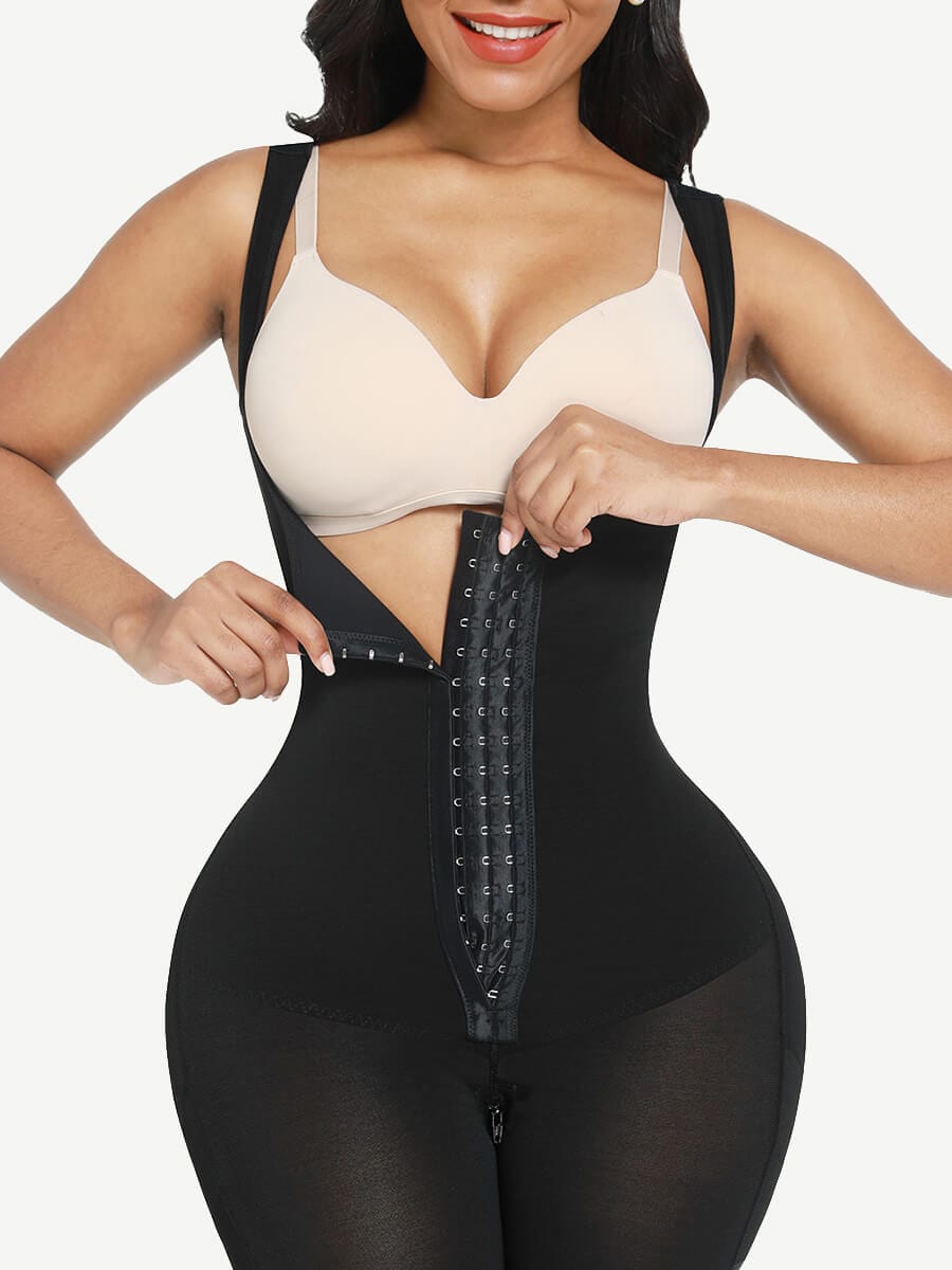 Post-surgical Tummy Control Full Body Shaper Faja with Adjustable Straps and Crotch Zipper - FirmaHold