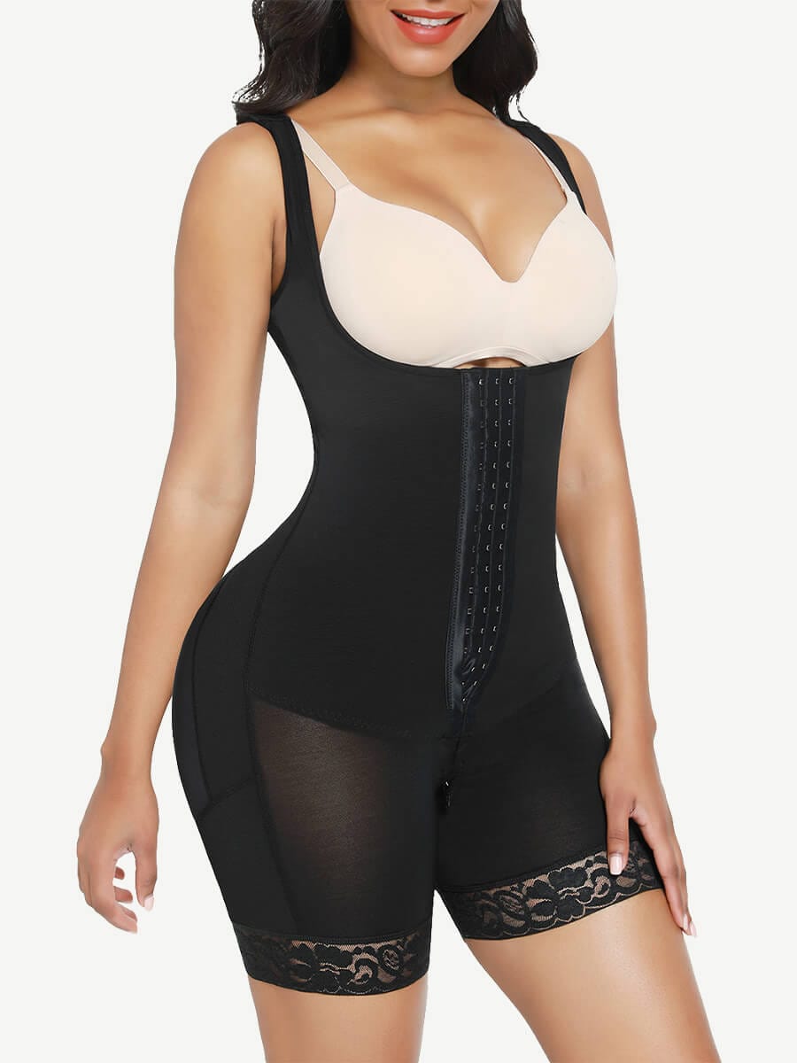 Post-surgical Tummy Control Full Body Shaper Faja with Adjustable Straps and Crotch Zipper - FirmaHold