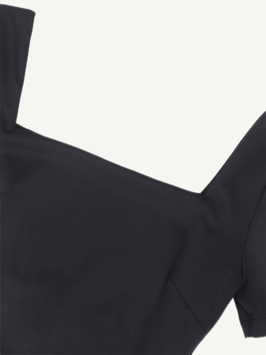 Square-Neck Short-Sleeve Tummy Control Bodysuit - FirmaActive