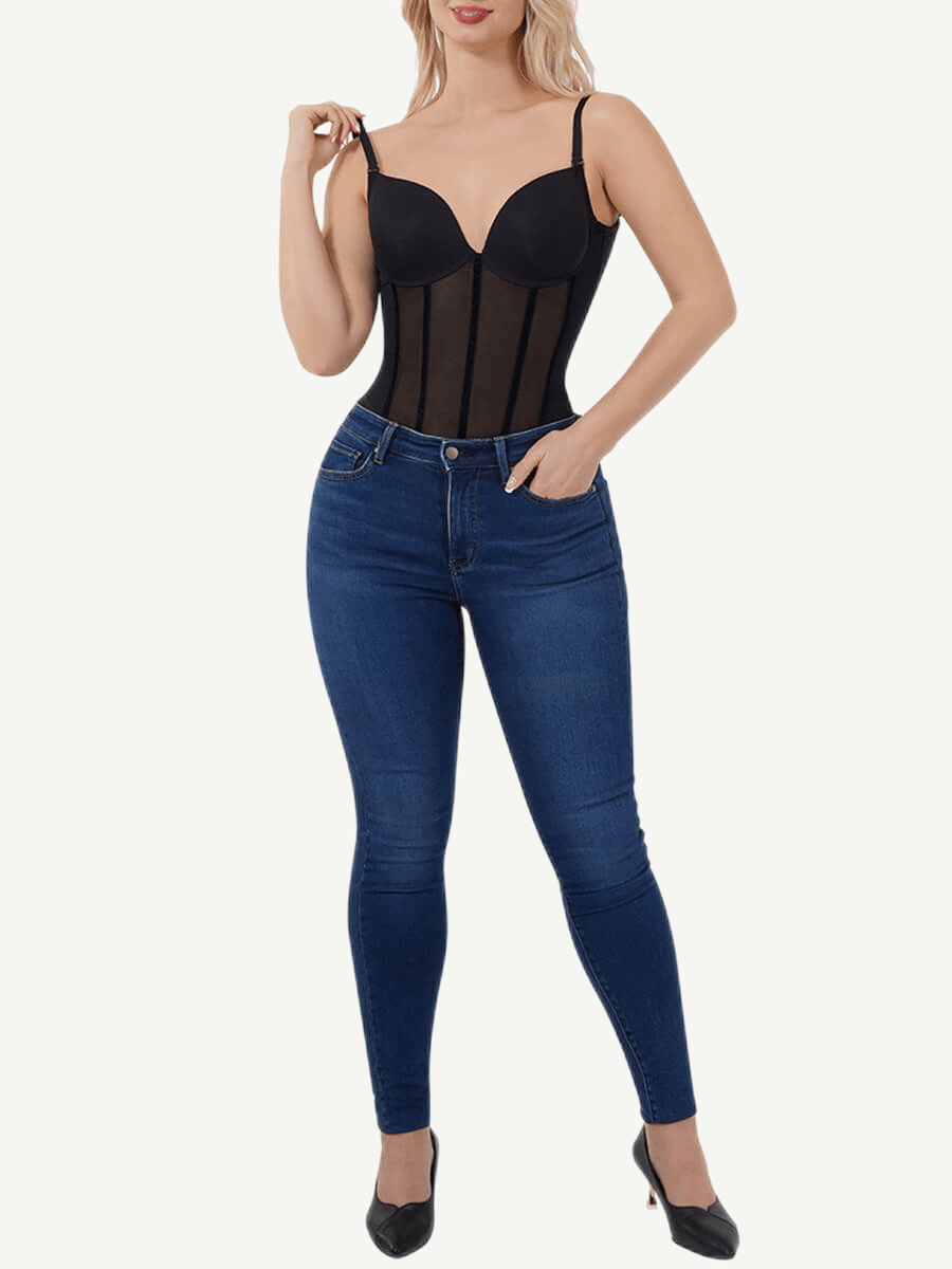 Back U Design Comfy Compression Shapewear Bodysuit with 5 Steel Bones - FirmaHold