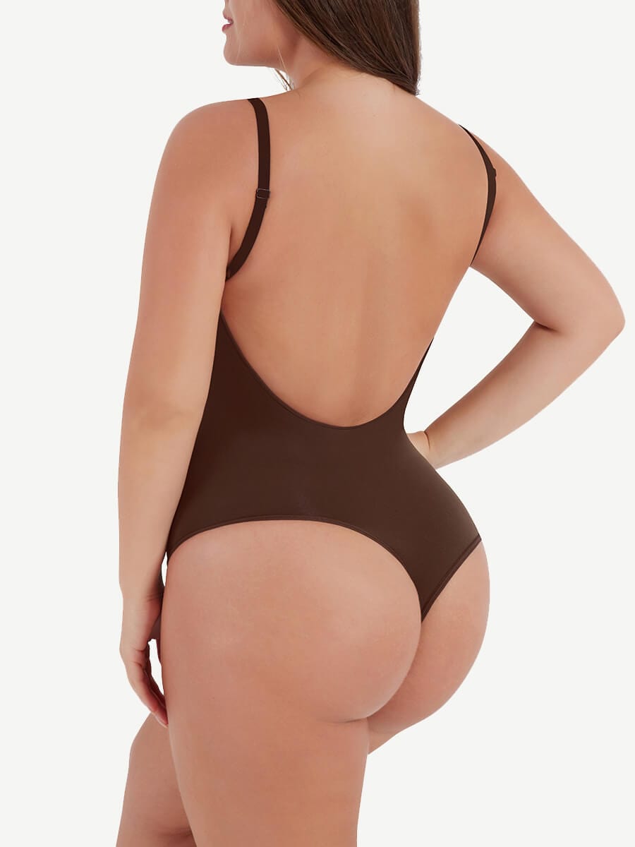 Seamless Open-Back Thong Bodysuit with Light Support - FirmaSmooth