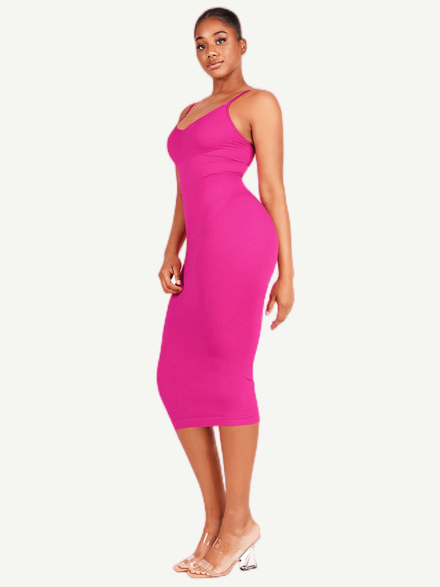 Eco-friendly Seamless Spaghetti Strap V-neck Shaping Dress - FirmaSmooth