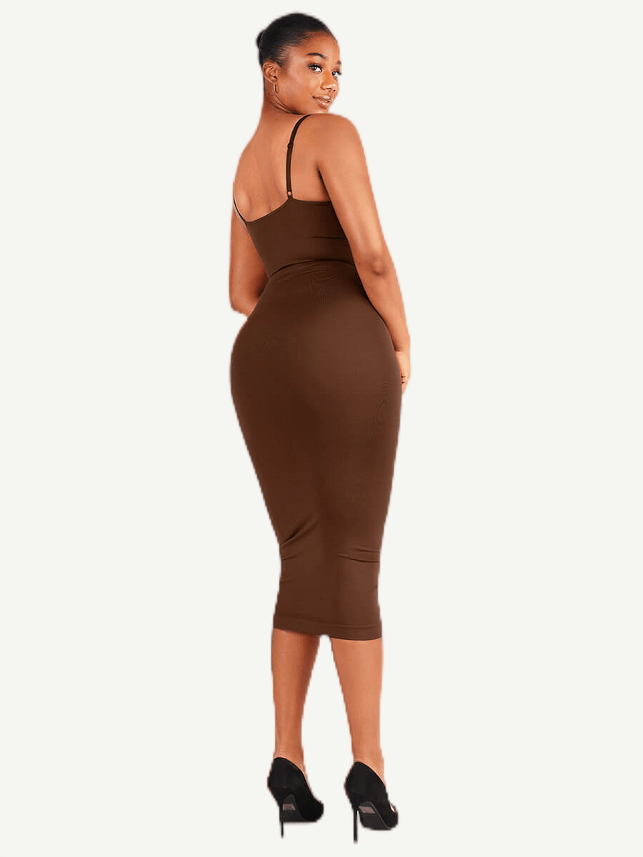 Eco-friendly Seamless Spaghetti Strap V-neck Shaping Dress - FirmaSmooth