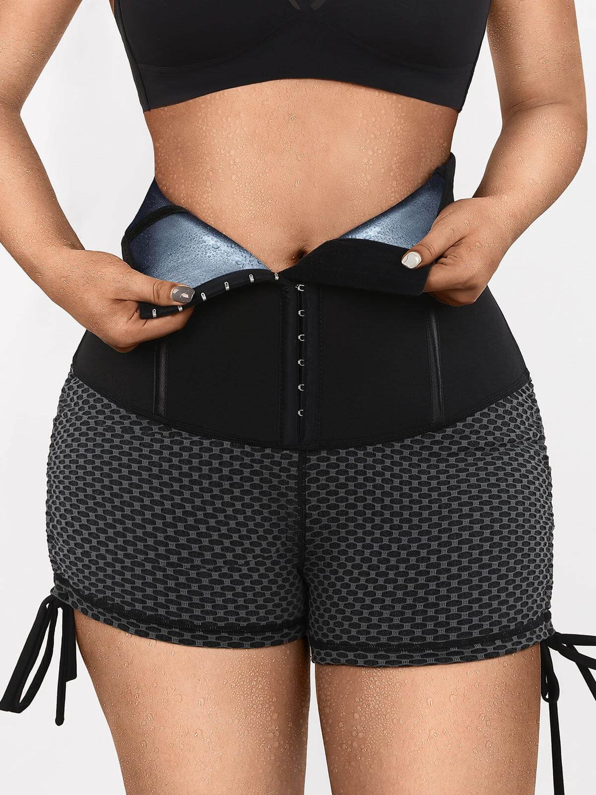 Neoprene Sauna Waist Trainer Shorts with Hook Closure - FirmaControl