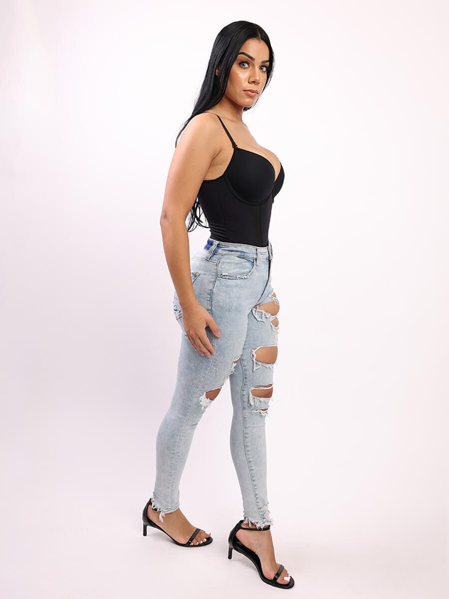 One-Piece Bodysuit with Back Large U-shaped Design and 3/4 Cup – FirmaLift