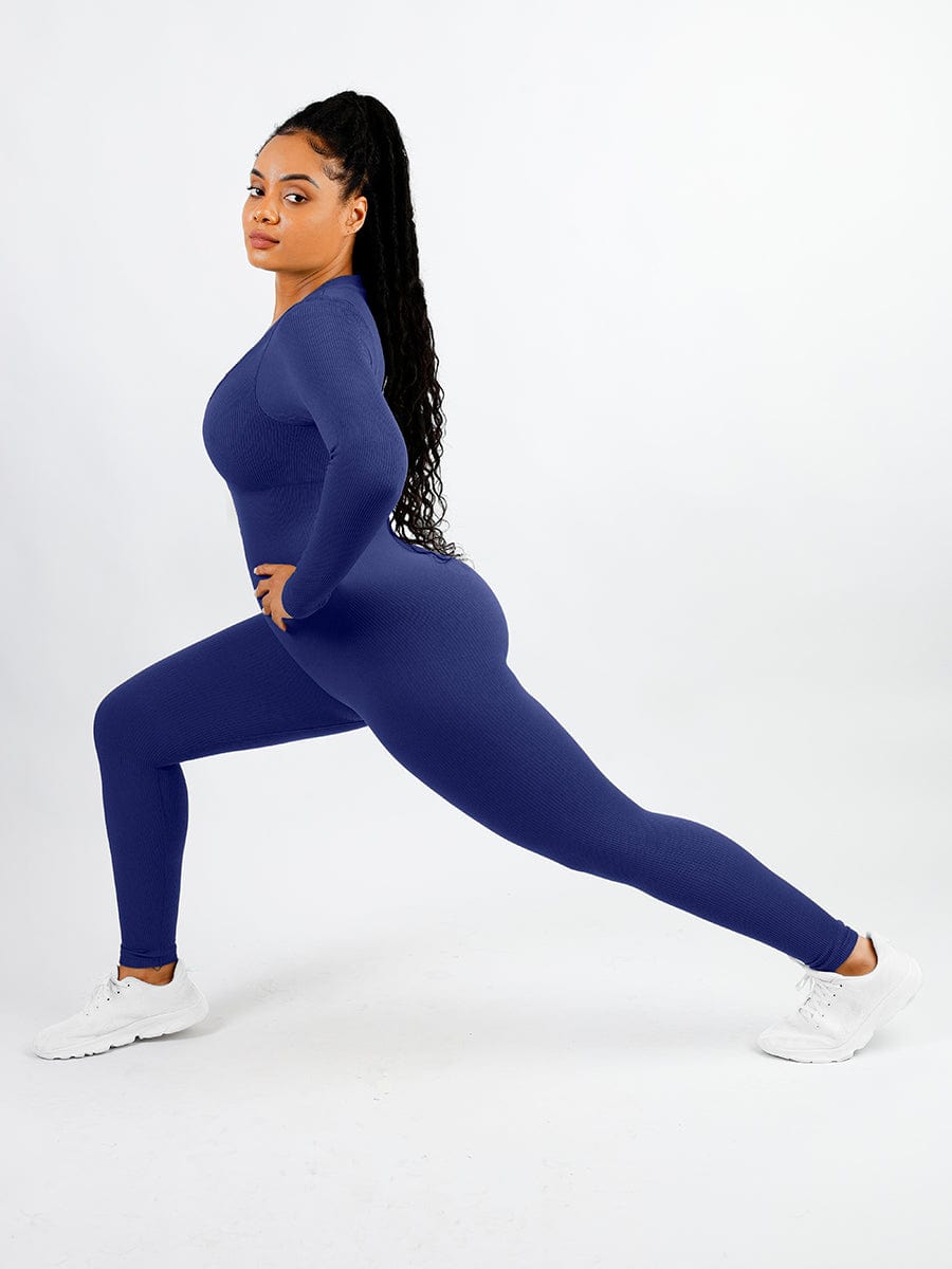 Seamless Deep V-neck High Stretchy Shaping Jumpsuit with Tummy Control - FirmaFlex