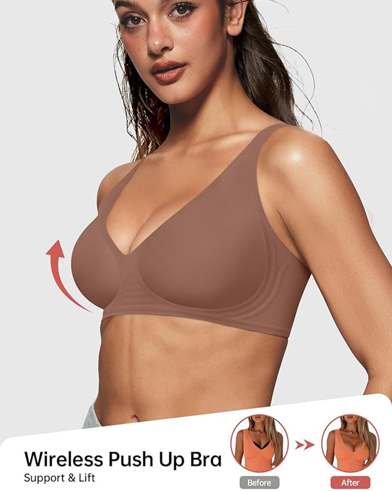 Seamless Deep-V Wireless Push-Up Bra - FirmaLift