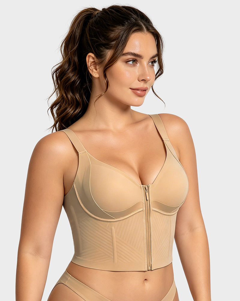 Zip-Front Longline Shaping Bra for Fuller Busts - FirmaSmooth