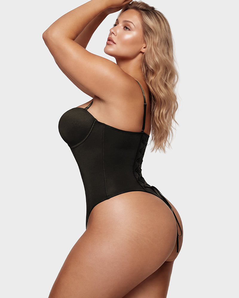Seamless Back Lace-Up Shapewear Bodysuit - FirmaSculpt