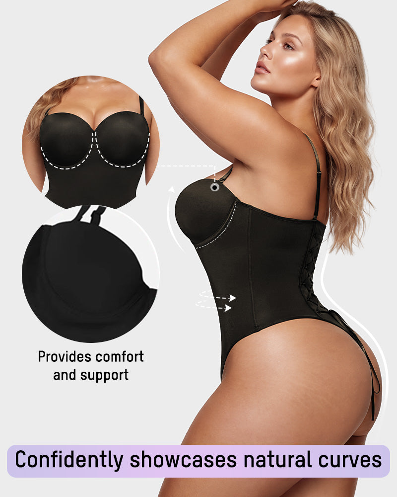 Seamless Back Lace-Up Shapewear Bodysuit - FirmaSculpt