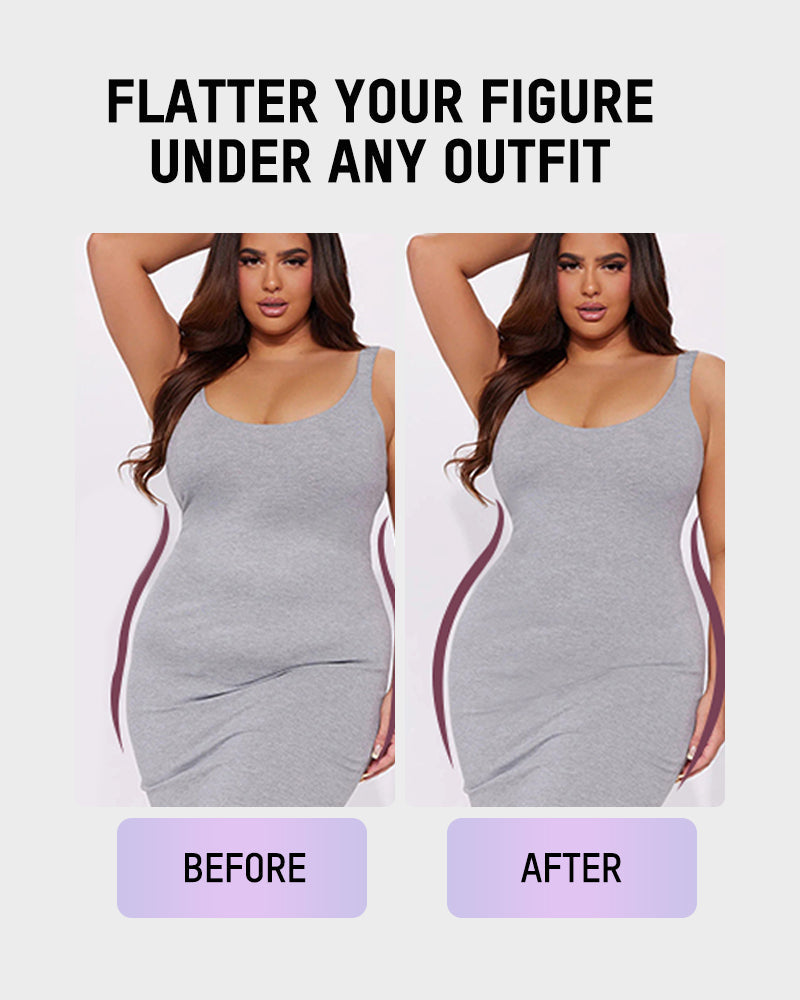 Mid-Thigh Shapewear Bodysuit with Built-In Bra - FirmaSculpt