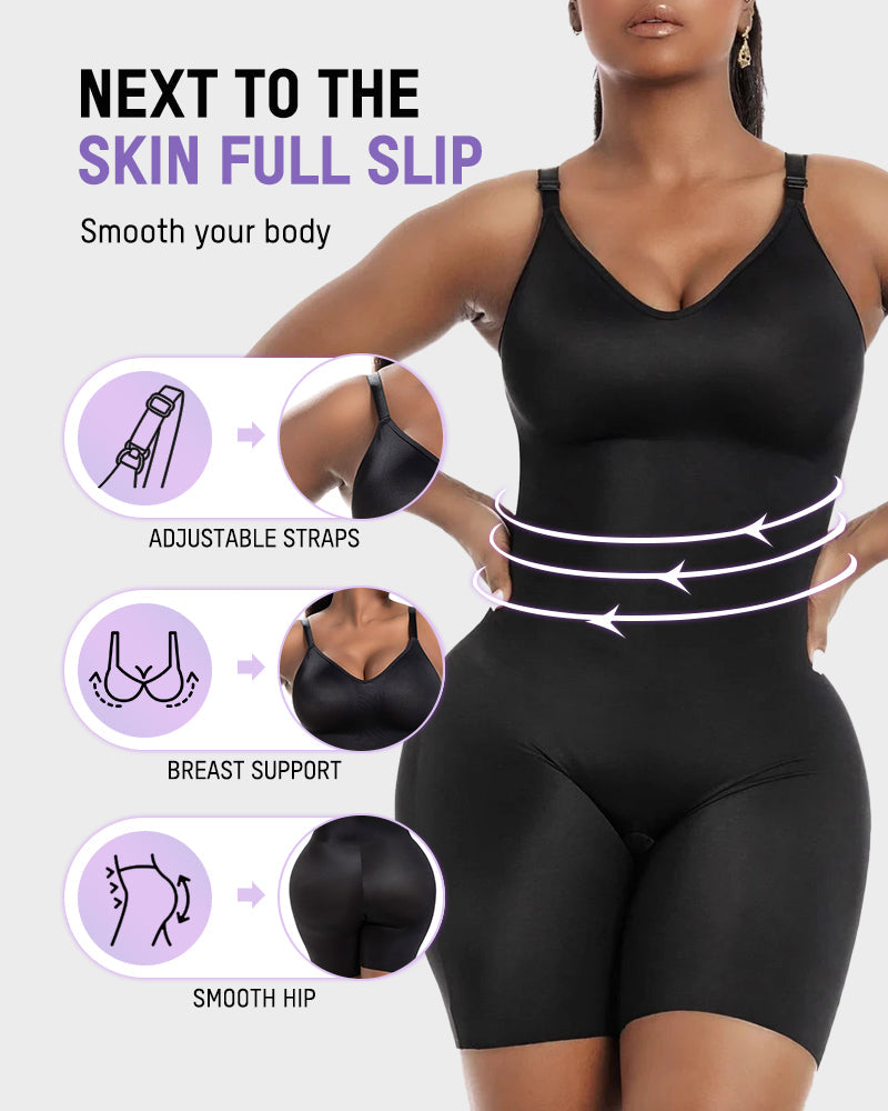 Mid-Thigh Shapewear Bodysuit with Built-In Bra - FirmaSculpt