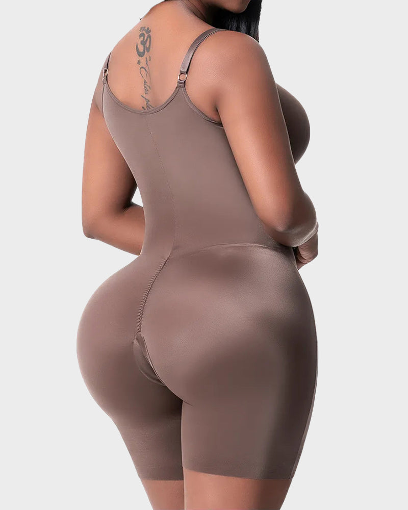 Mid-Thigh Shapewear Bodysuit with Built-In Bra - FirmaSculpt