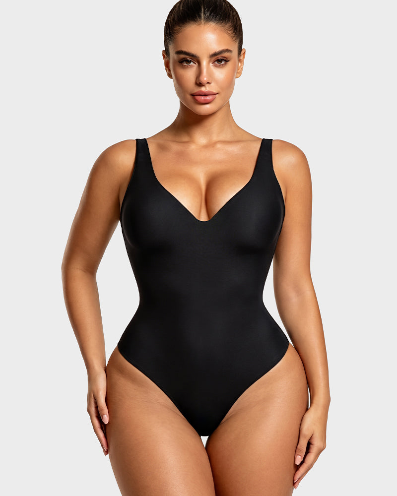 Deep-V Shaping Thong Bodysuit - FirmaSculpt