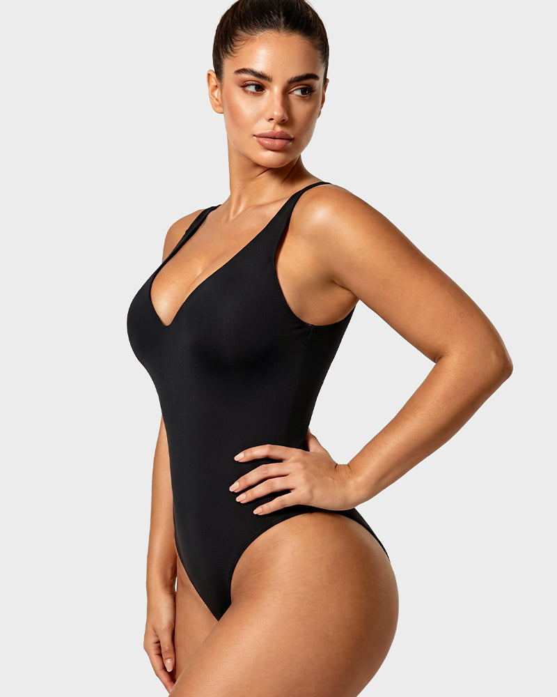 Deep-V Shaping Thong Bodysuit - FirmaSculpt