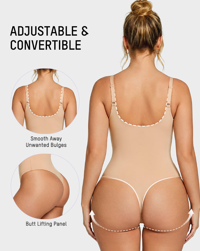Deep-V Shaping Thong Bodysuit - FirmaSculpt