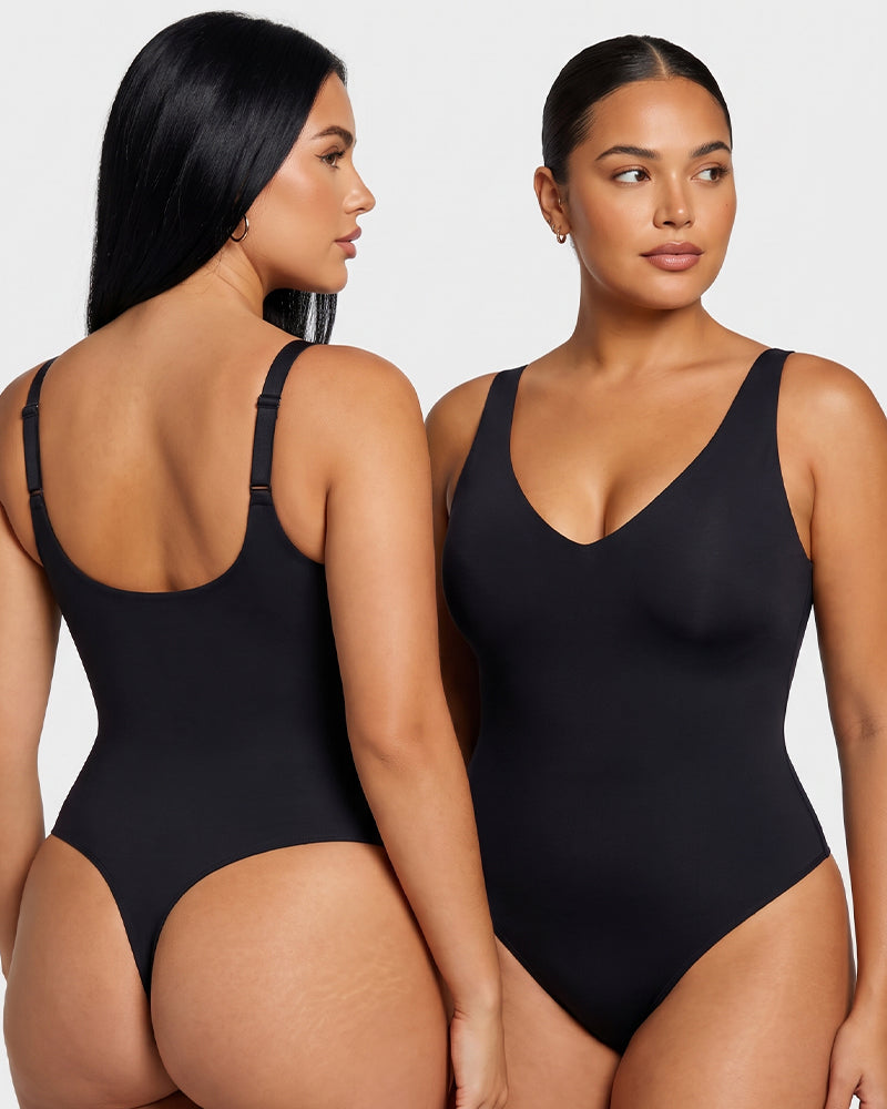 Deep-V Shaping Thong Bodysuit - FirmaSculpt
