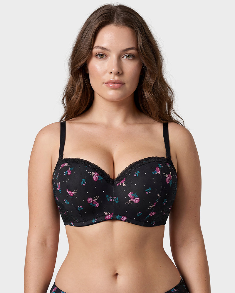 Deep V Lace Trim Push-Up Bra - FirmaLace