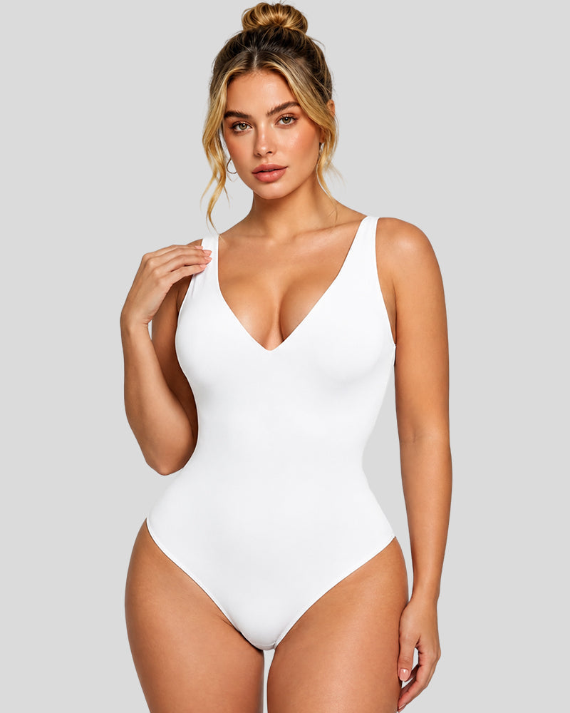 Deep-V Shaping Thong Bodysuit - FirmaSculpt