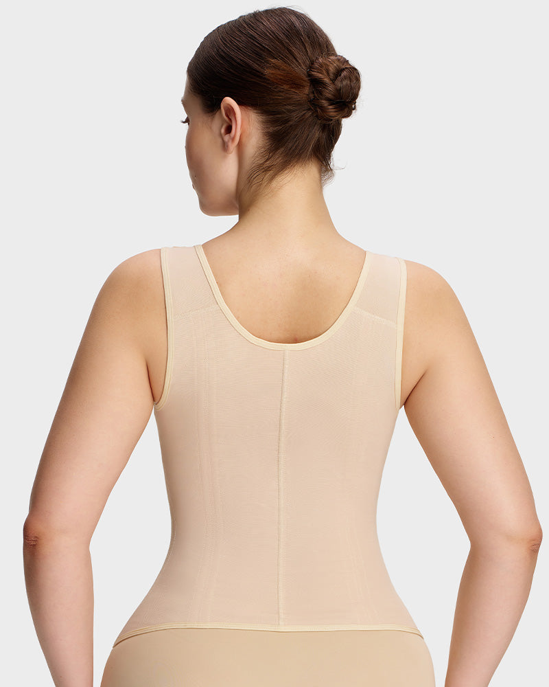 Double-Layer Tummy Control Waist Shaper with Built-In Bra - FirmaControl
