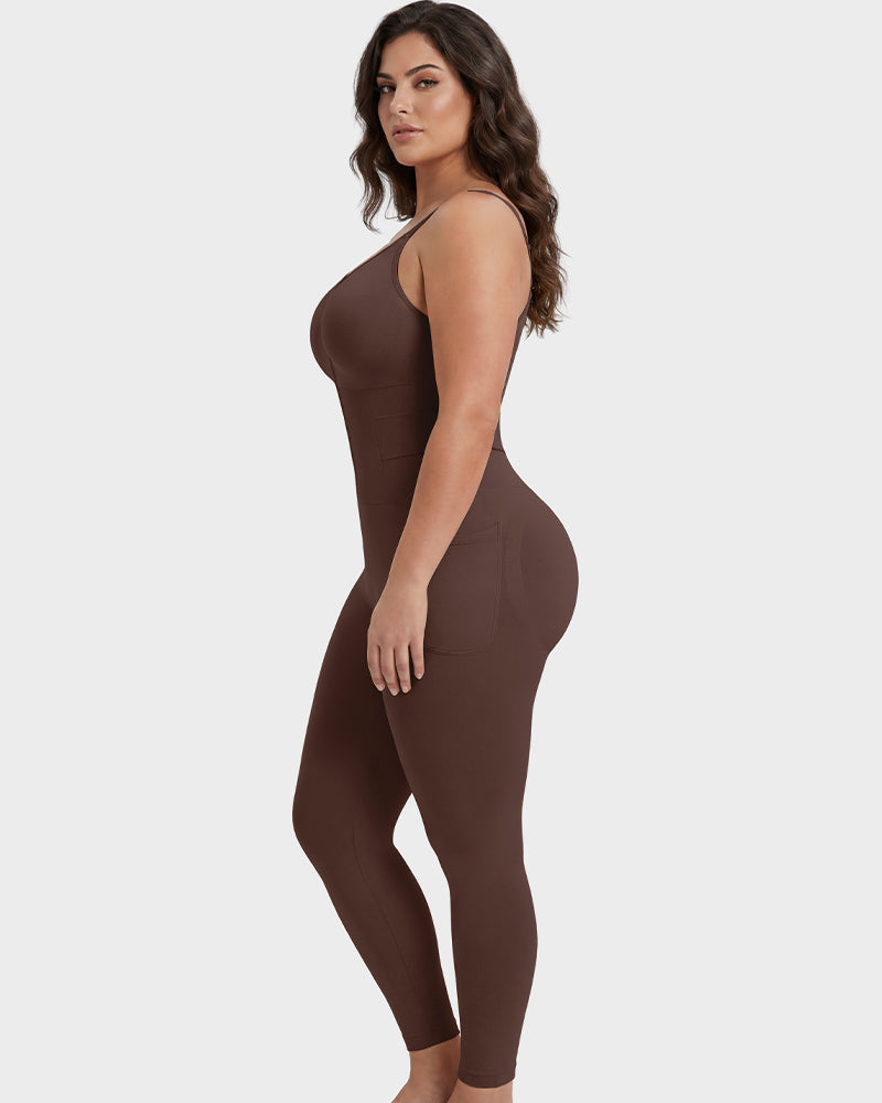 Deep-V Front-Zip Full Body Shaper - FirmaSculpt