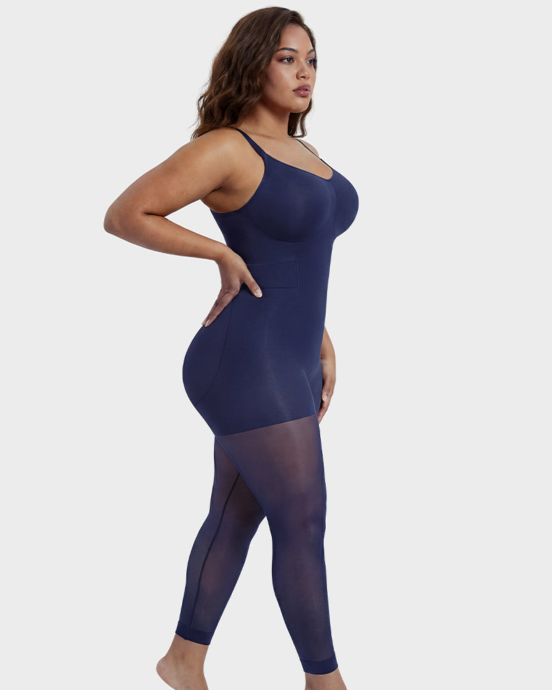Deep-V Shapewear Bodysuit with Stocking Legs - FirmaSculpt