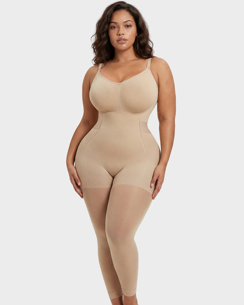 Deep-V Shapewear Bodysuit with Stocking Legs - FirmaSculpt