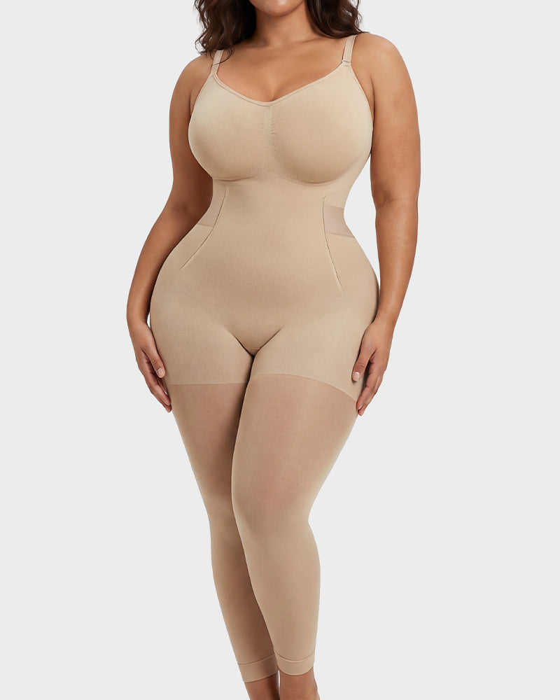 Deep-V Shapewear Bodysuit with Stocking Legs - FirmaSculpt