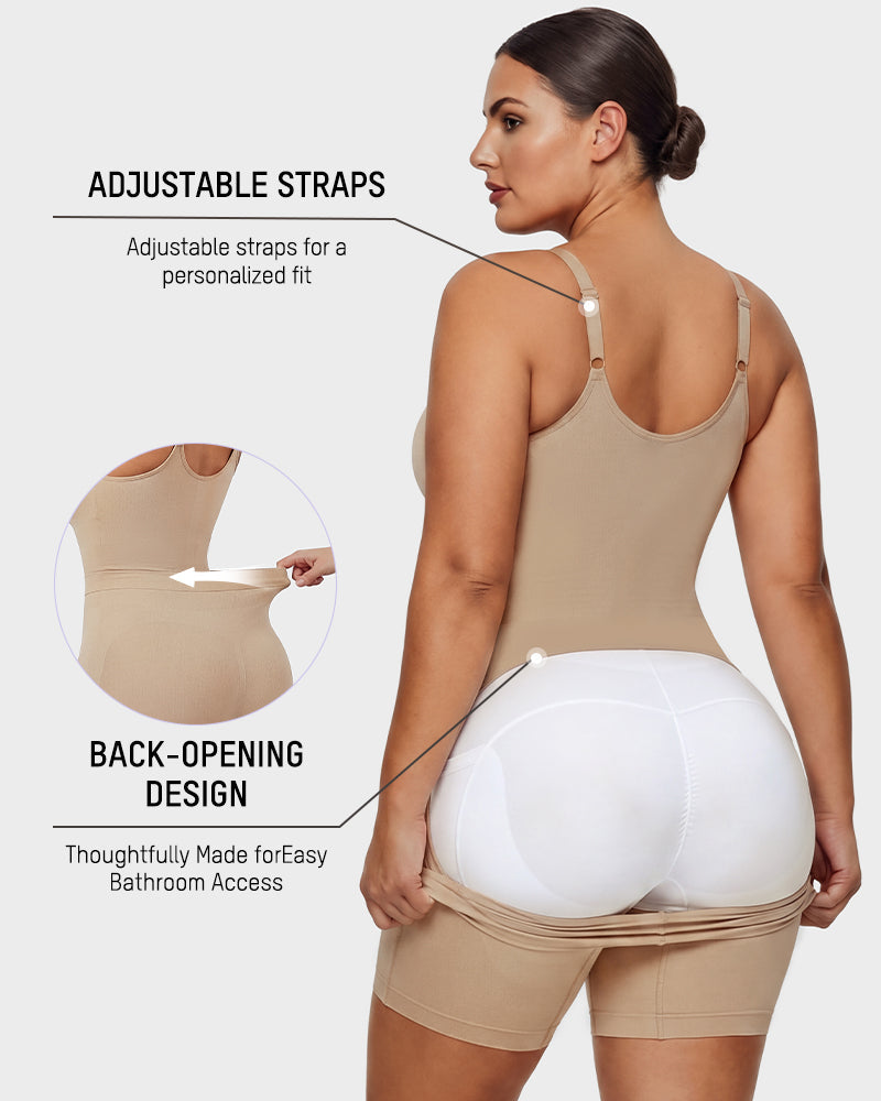 Front-Zip Mid-Thigh Shapewear Bodysuit - FirmaSculpt