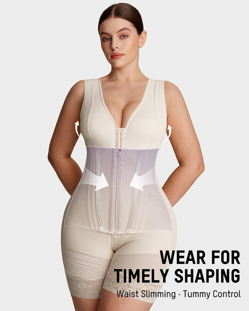 Double-Control Zip-Up Shaping Bodysuit - FirmaSculpt