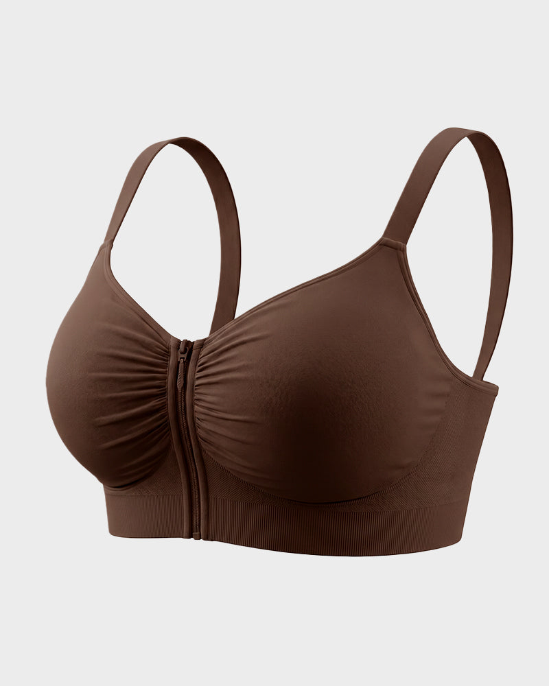 Front-Zip Wireless Support Bra - FirmaSoft