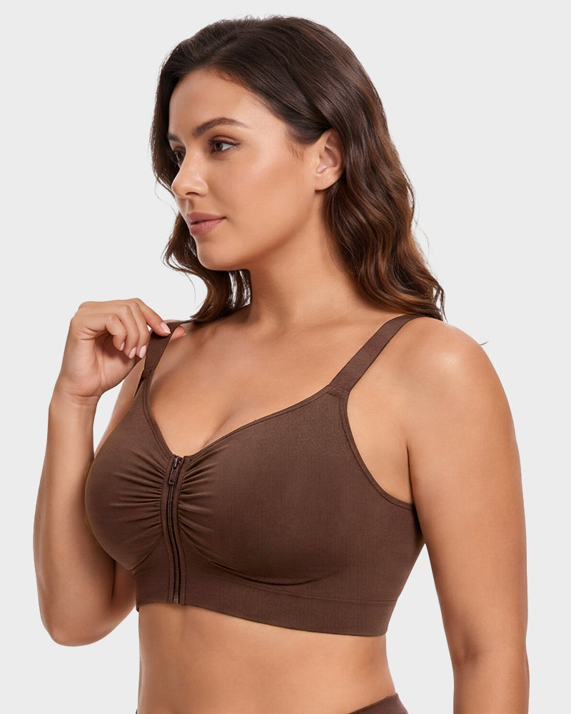 Front-Zip Wireless Support Bra - FirmaSoft