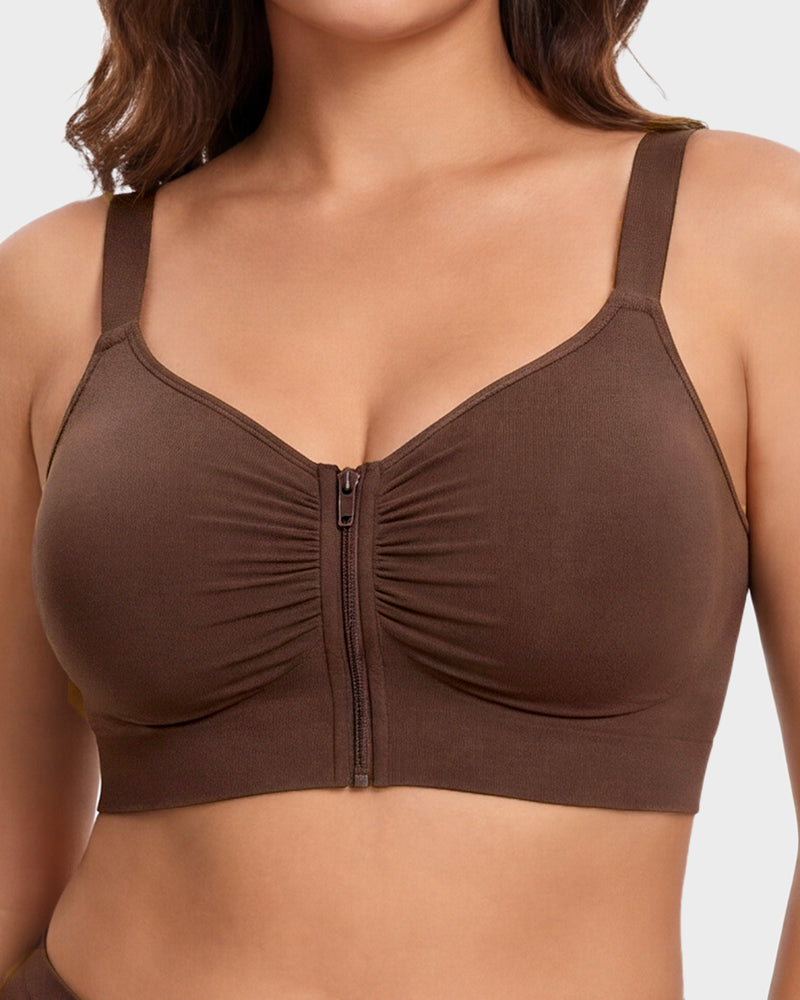 Front-Zip Wireless Support Bra - FirmaSoft