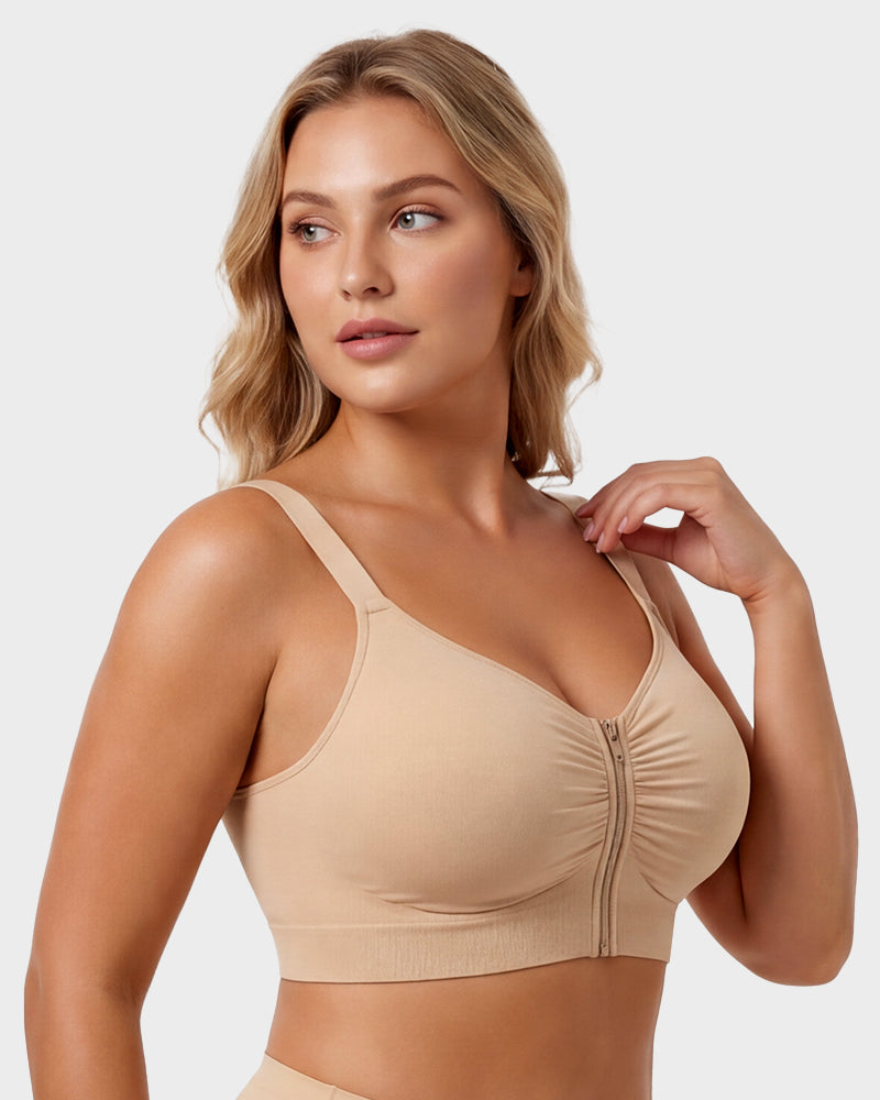 Front-Zip Wireless Support Bra - FirmaSoft