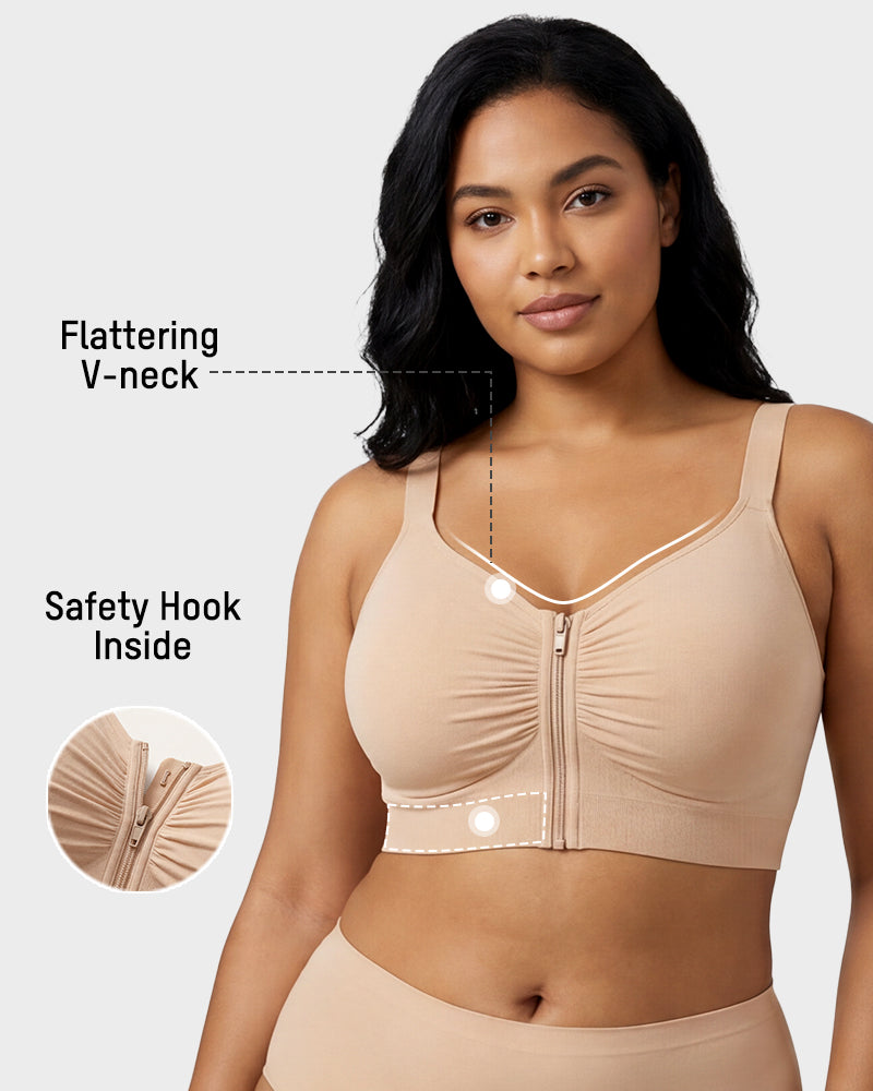 Front-Zip Wireless Support Bra - FirmaSoft