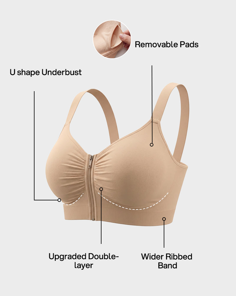 Front-Zip Wireless Support Bra - FirmaSoft