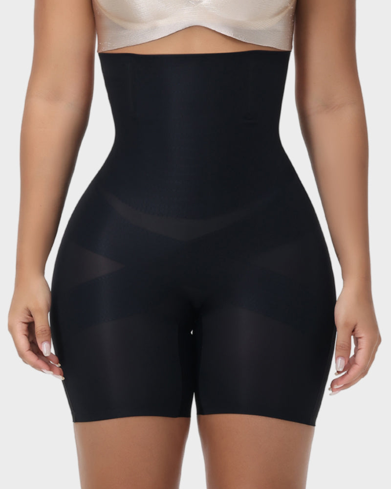 High-Waist Cross Compression Shaping Shorts - FirmaControl