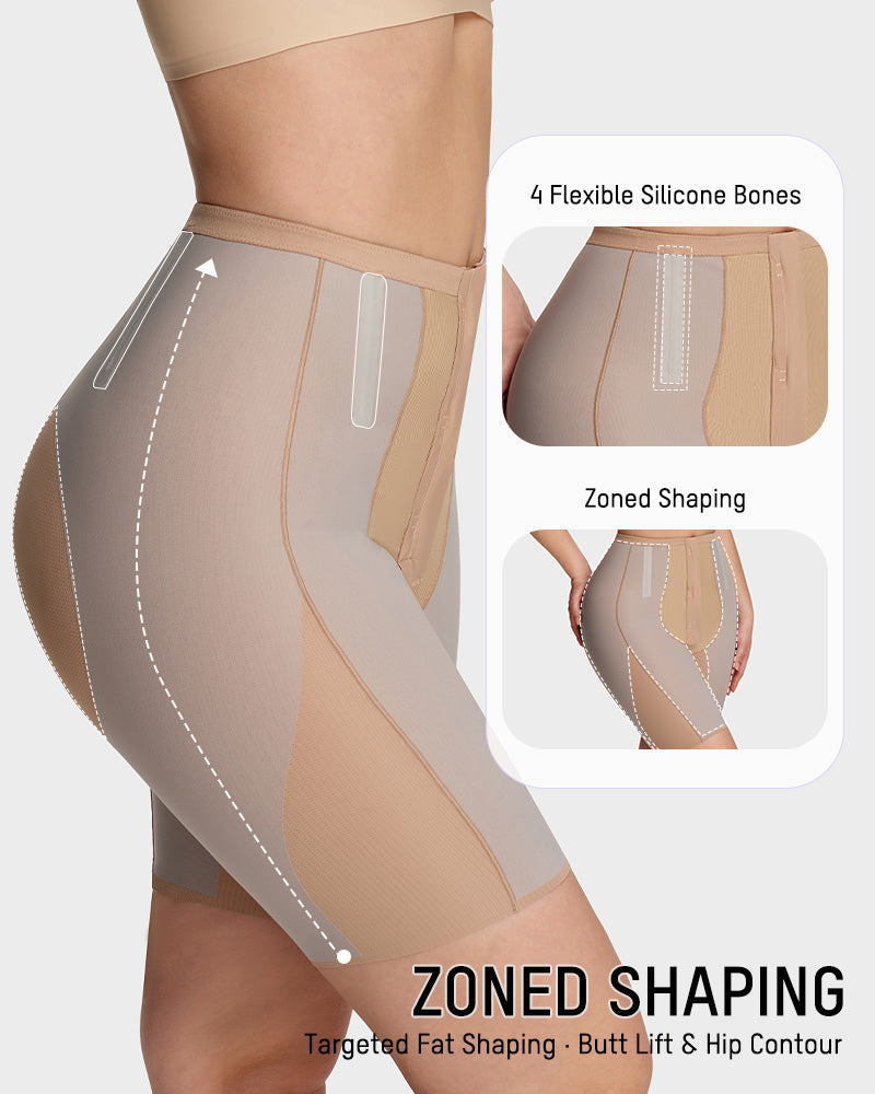 High-Waist Zip-Up Shaping Shorts - FirmaSmooth