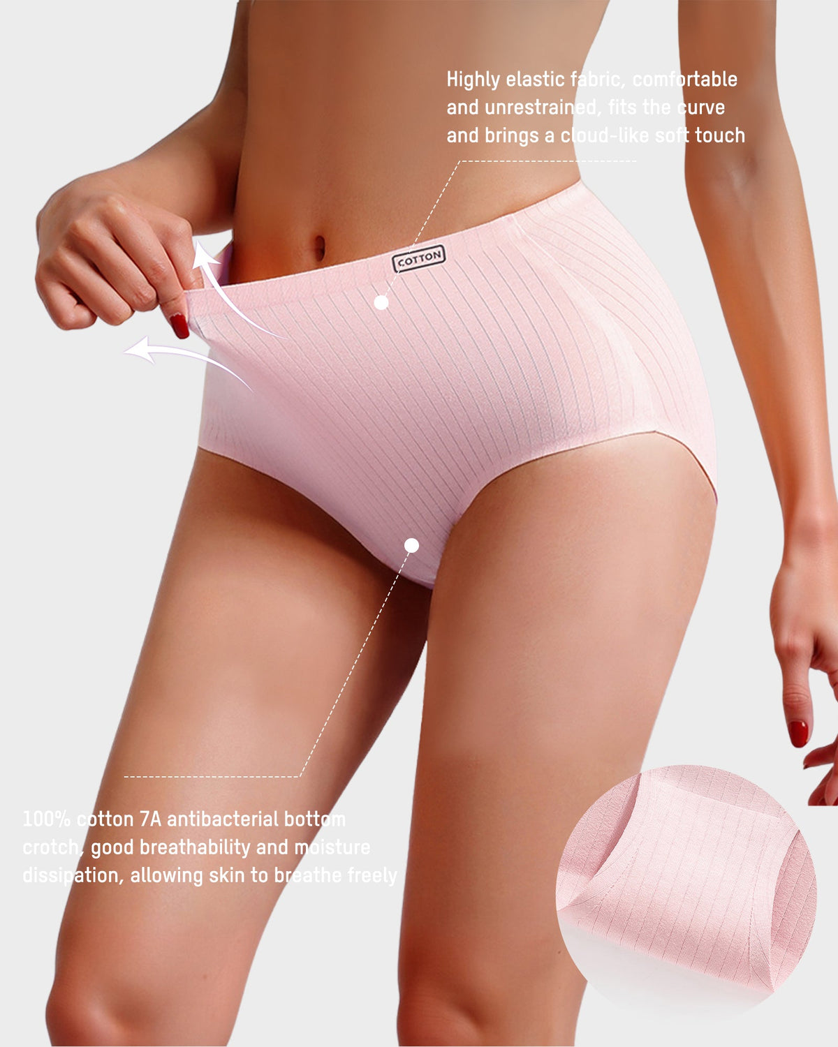 High-Waisted Seamless Cotton Briefs 4-Pack - FirmaSoft