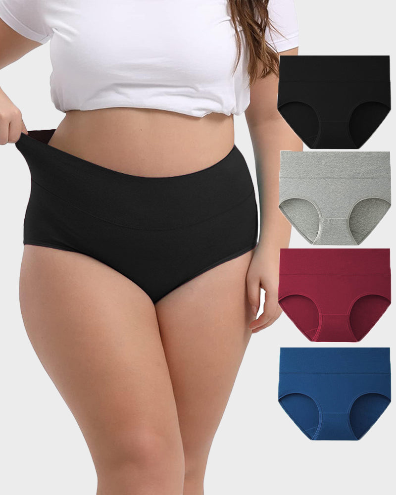 High-Waisted Full Coverage Cotton Briefs 4-Pack - FirmaSoft