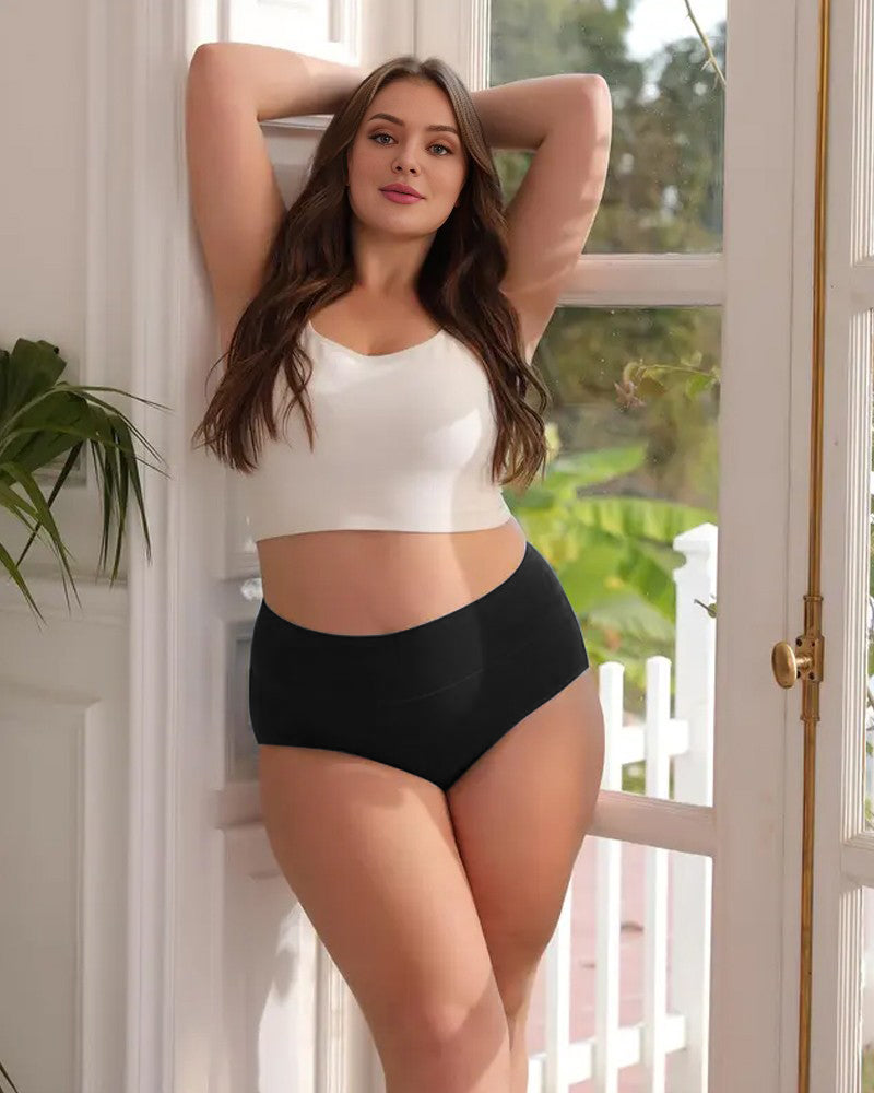 High-Waisted Full Coverage Cotton Briefs 4-Pack - FirmaSoft